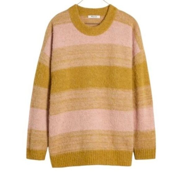 Madewell Otis Space Dye Pullover Sweater Size XL Pink Oyster Alpaca Wool Blend - Picture 4 of 6